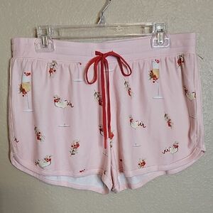 NWOT Pj Salvage Large Pink Christmas Cocktails Soft Boxers‎ Sleep Shorts